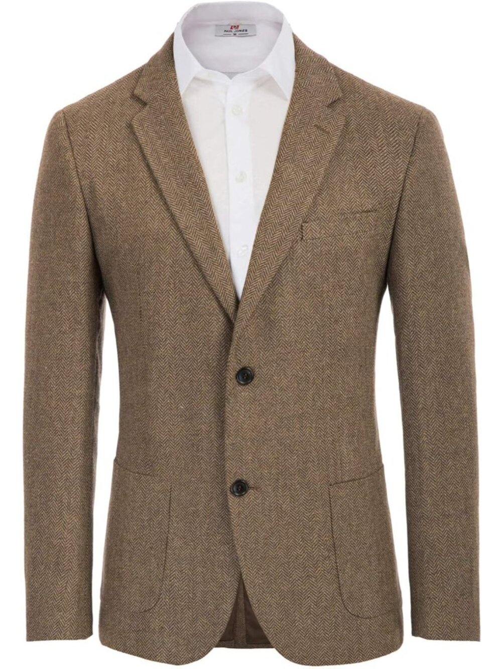 Men's Herringbone Tweed Blazer British Wool Blend Sport Coat Jacket